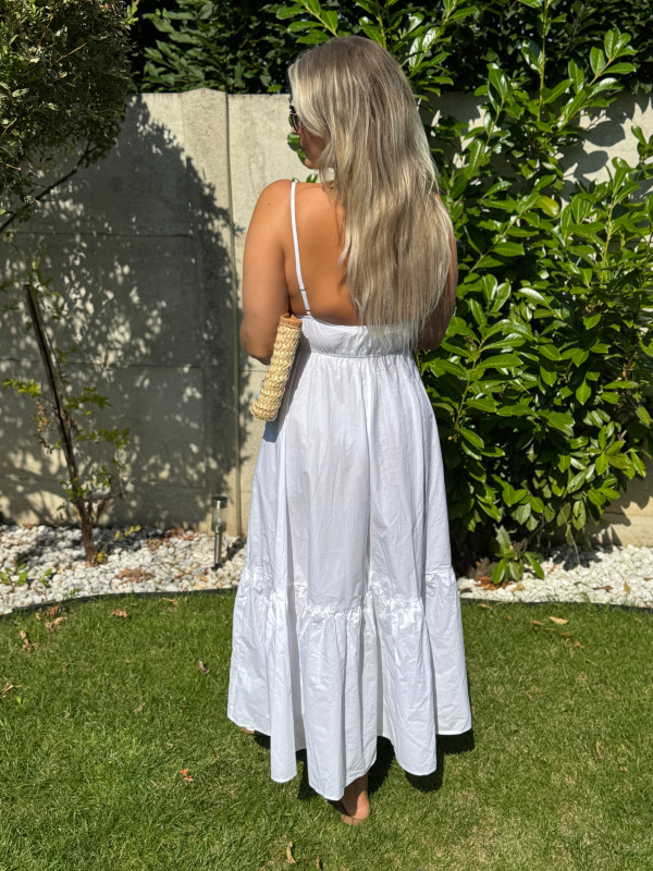 Letné bavlnené šaty na ramienkach - WHITE 1