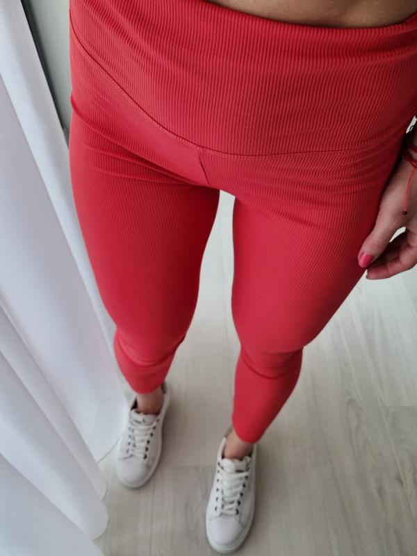 Legínové nohavice s pásikmi - RED