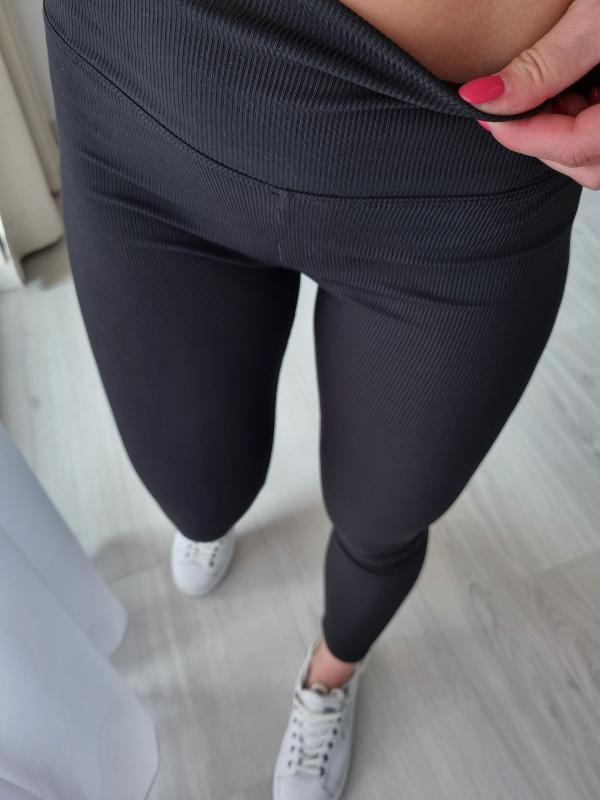 Legínové nohavice s pásikmi - BLACK