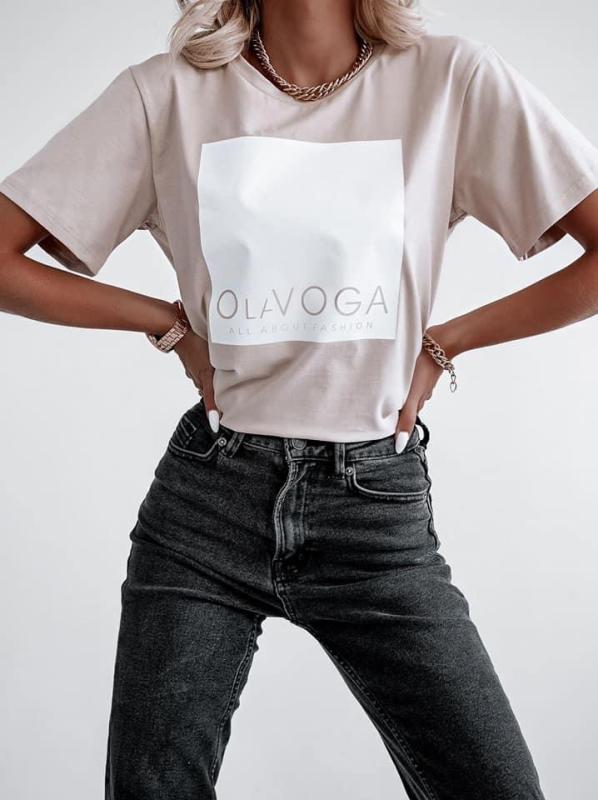 Olavoga -  Big Square béžové tričko