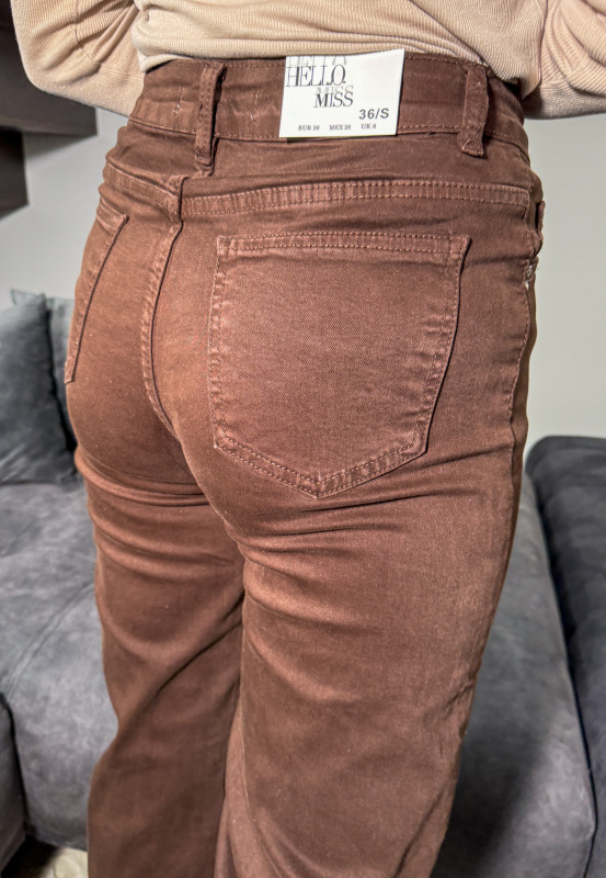 Široké high-waist rifle - BROWN 2