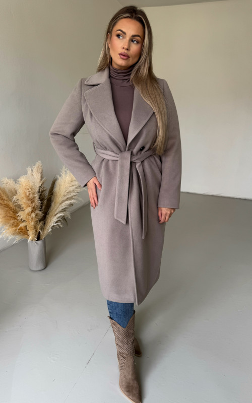 Elegantný vlnený kabát Wiola Grey 5