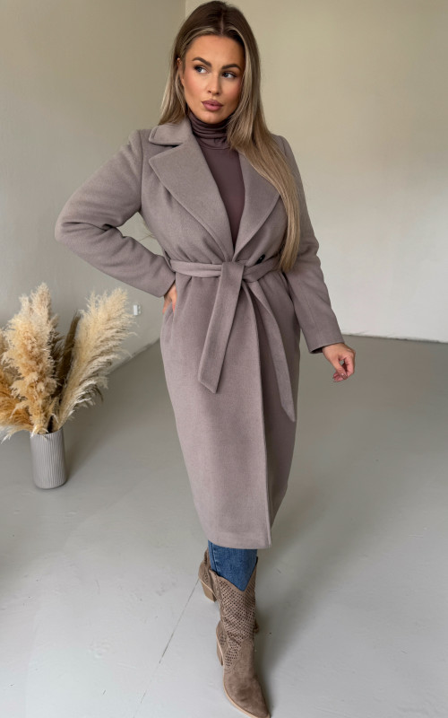 Elegantný vlnený kabát Wiola Grey