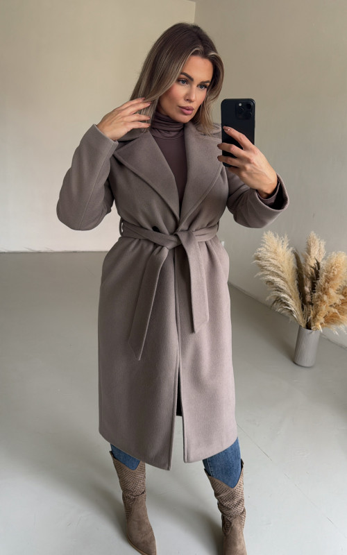 Elegantný vlnený kabát Wiola Grey 6
