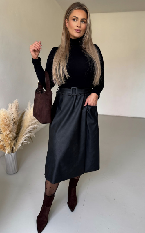 Koženková sukňa s opaskom DAMIA 2